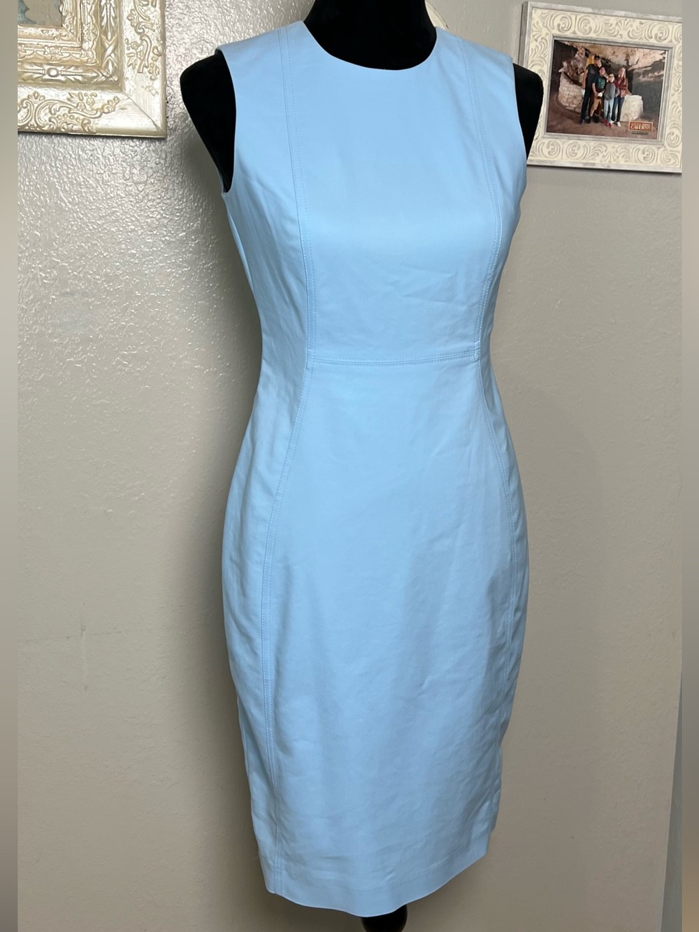 Calvin Klein Light Blue Sleeveless Midi Sheath Dress
